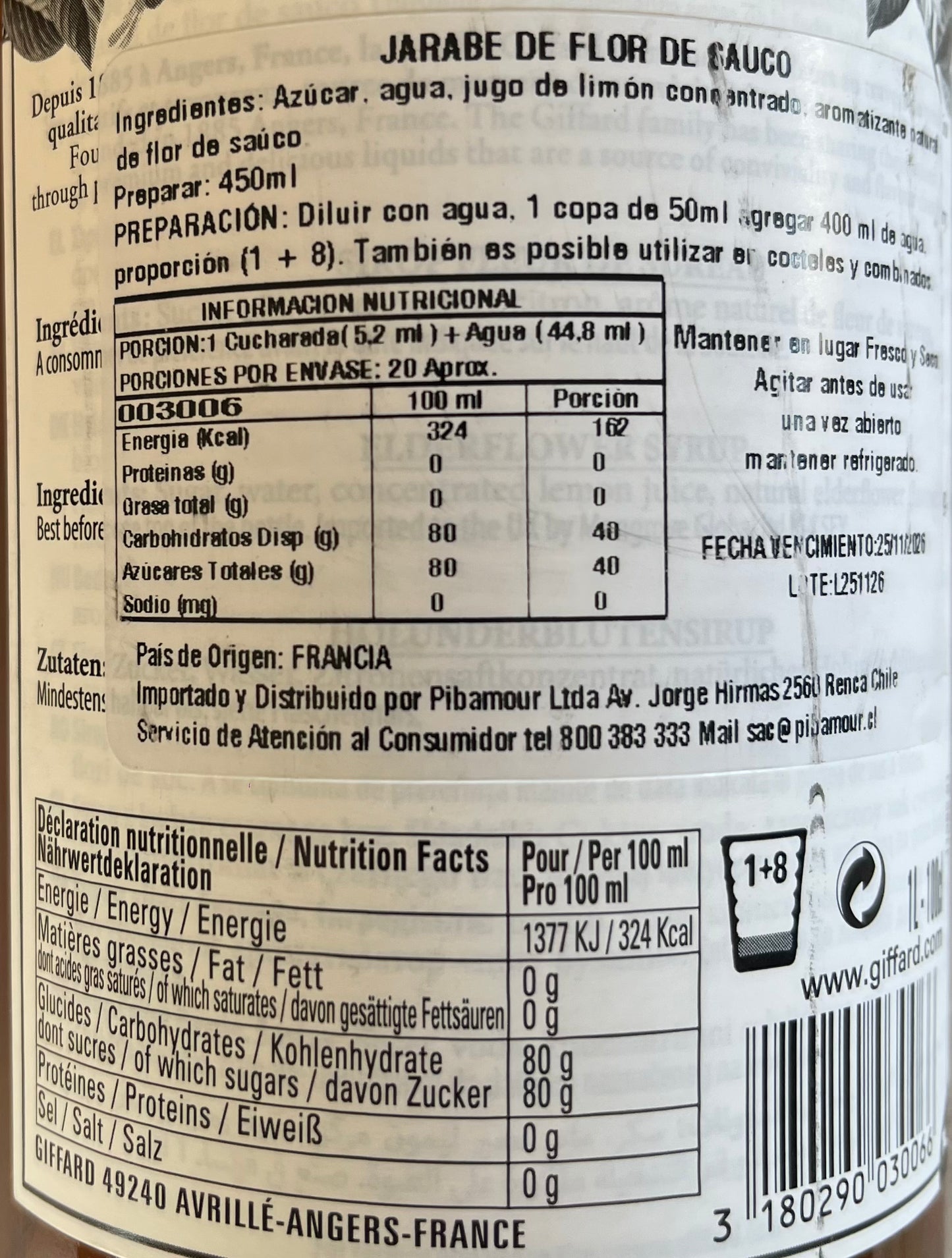 Syrup de Flor de Sauco Giffard